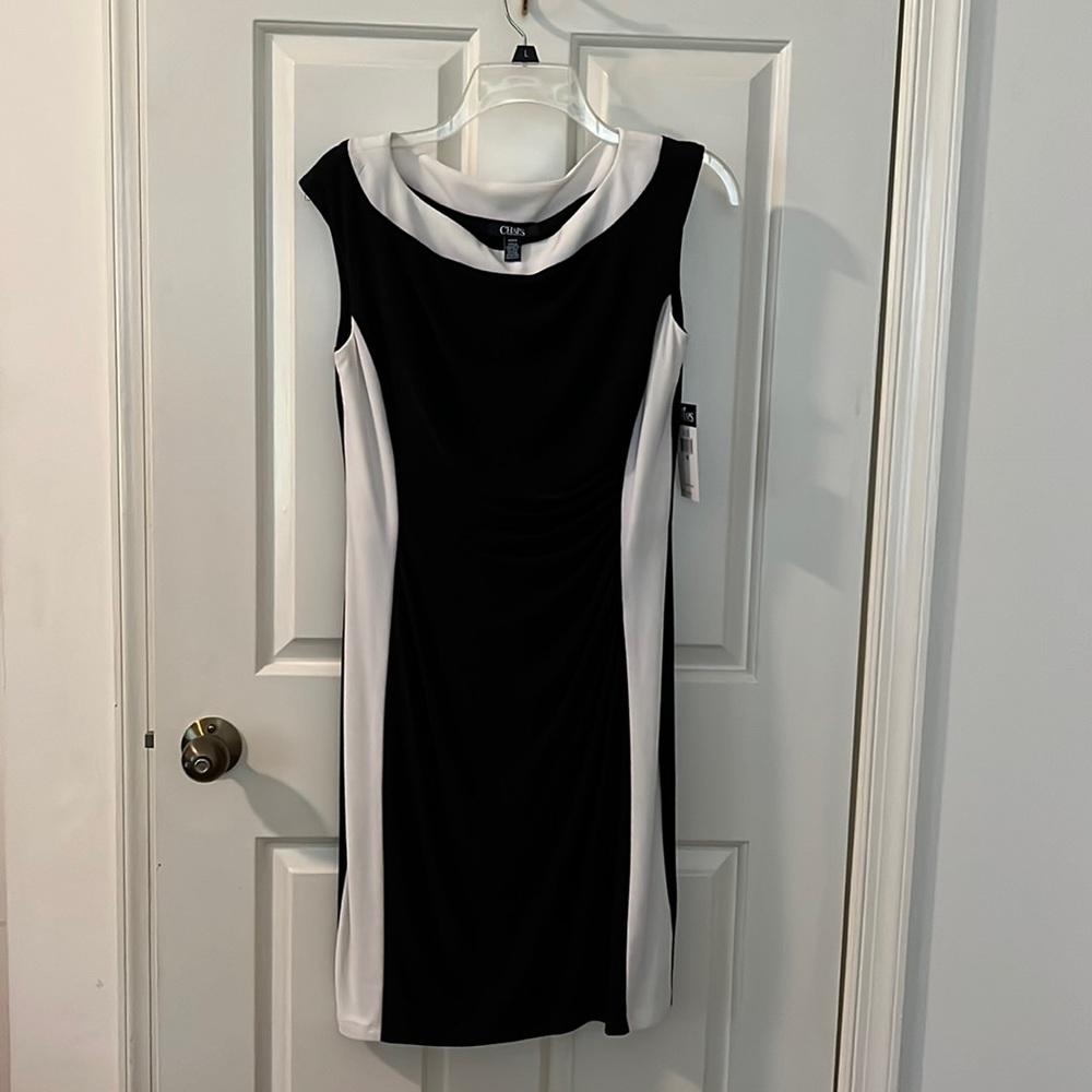 Chaps black and white sleeveless dress